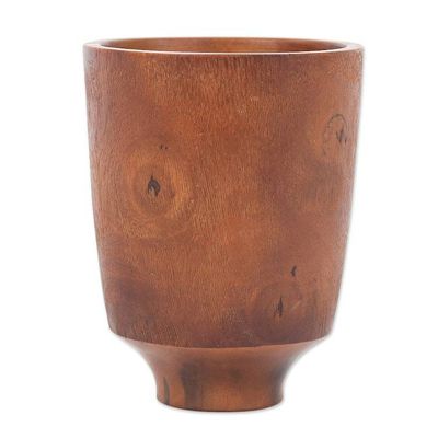 Alternate image for Handcrafted Minimalist Brown Mango Wood Decorative Vase Chocolate Beauty