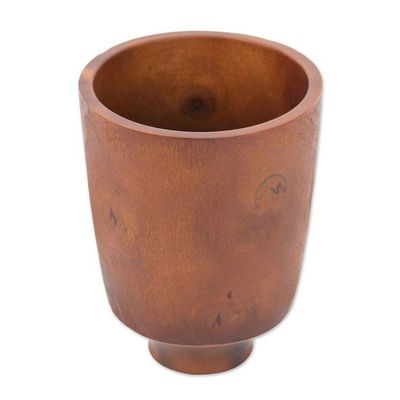 Alternate image for Handcrafted Minimalist Brown Mango Wood Decorative Vase Chocolate Beauty