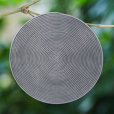 Primary image for Thai Oxidized 950 Silver Spinning Spiral Disk Pendant Optic Spiral