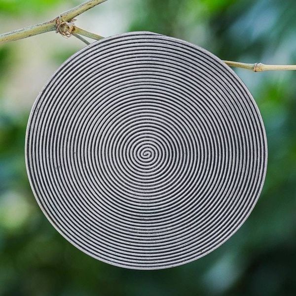 Alternate image for Thai Oxidized 950 Silver Spinning Spiral Disk Pendant Optic Spiral