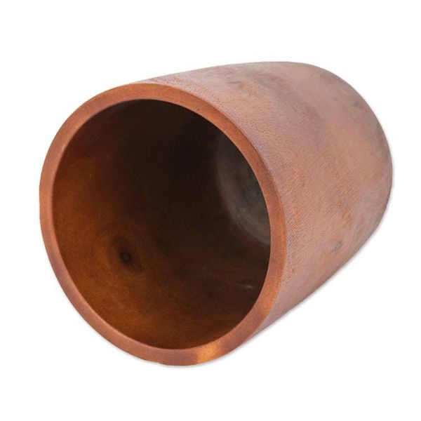 Alternate image for Handcrafted Minimalist Brown Mango Wood Decorative Vase Chocolate Beauty