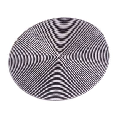 Alternate image for Thai Oxidized 950 Silver Spinning Spiral Disk Pendant Optic Spiral