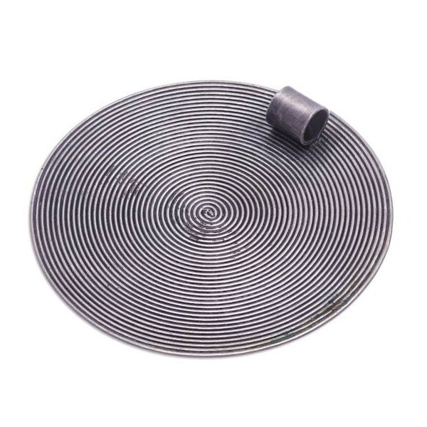 Alternate image for Thai Oxidized 950 Silver Spinning Spiral Disk Pendant Optic Spiral
