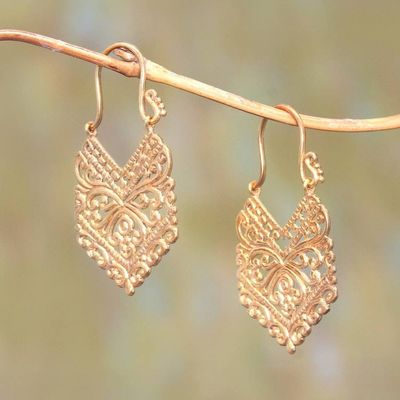 Primary image for Angular Gold Plated Brass Drop Earrings from Bali Pura Majesty