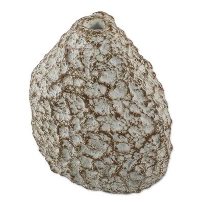 Alternate image for Recycled Paper Decorative Vase in Beige from Thailand Coral Mountain