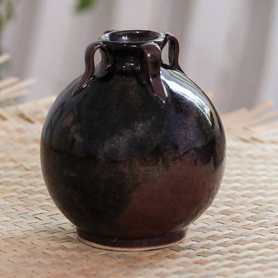 Alternate image for Brown Ceramic Bud Vase Ancient Chiang Mai