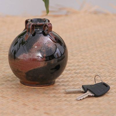 Alternate image for Brown Ceramic Bud Vase Ancient Chiang Mai