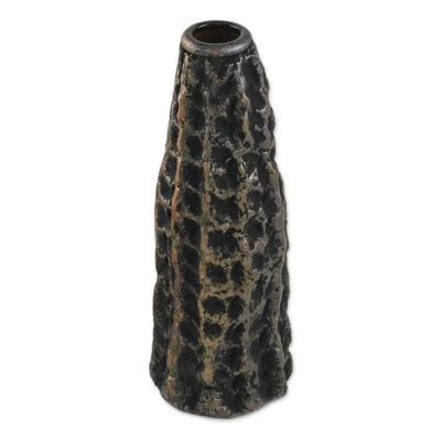 Alternate image for Dark Recycled Paper Decorative Vase from Thailand Dark Volcano