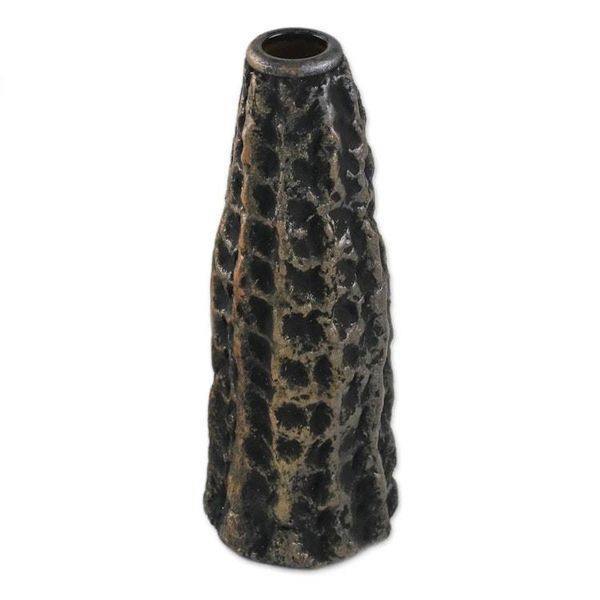 Alternate image for Dark Recycled Paper Decorative Vase from Thailand Dark Volcano