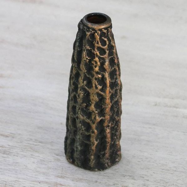 Alternate image for Dark Recycled Paper Decorative Vase from Thailand Dark Volcano