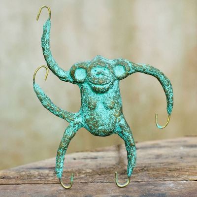 Alternate image for Recycled Paper Monkey Wall Art Sculpture Crafted by Hand Playful Monkey