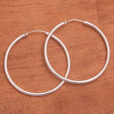 Primary image for Simple Sterling Silver Hoop Earrings from Bali Simple Thought