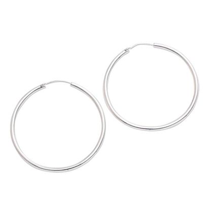 Alternate image for Simple Sterling Silver Hoop Earrings from Bali Simple Thought
