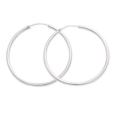 Alternate image for Simple Sterling Silver Hoop Earrings from Bali Simple Thought