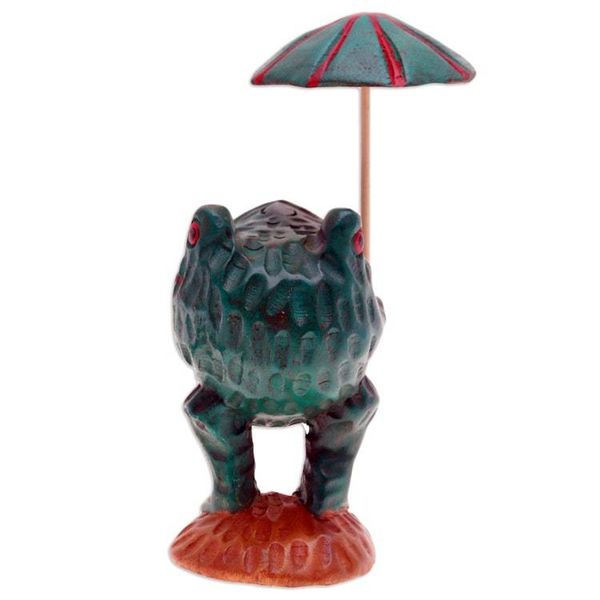 Alternate image for Whimsical Hand-Painted Raintree Wood Frog Sculpture Froggy Holidays