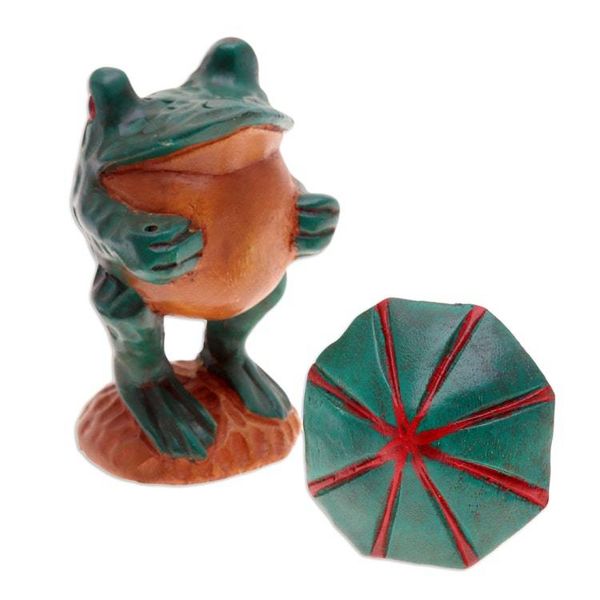 Alternate image for Whimsical Hand-Painted Raintree Wood Frog Sculpture Froggy Holidays