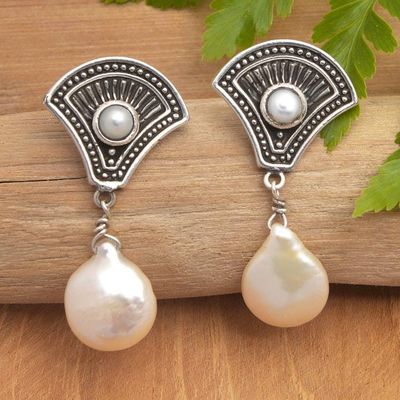 Primary image for Sea-Themed Dangle Earrings with Grey and White Pearls Sea Wonders
