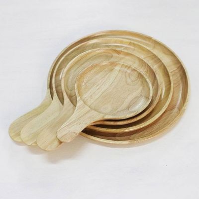 Alternate image for 4 Artisan Crafted Wood Plates Hand Carved in Thailand Natures Lollipops