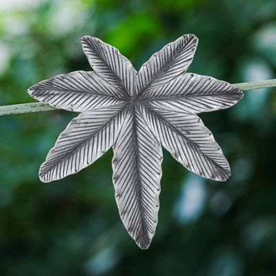 Primary image for Oxidized 950 Silver 7-Point Leaf Pendant from Thailand Palmately Beauty