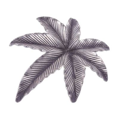 Alternate image for Oxidized 950 Silver 7-Point Leaf Pendant from Thailand Palmately Beauty