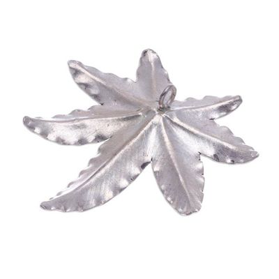 Alternate image for Oxidized 950 Silver 7-Point Leaf Pendant from Thailand Palmately Beauty