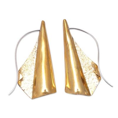 Primary image for Polished Brass Drop Earrings Handcrafted in Bali Divine Bud