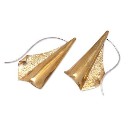 Alternate image for Polished Brass Drop Earrings Handcrafted in Bali Divine Bud
