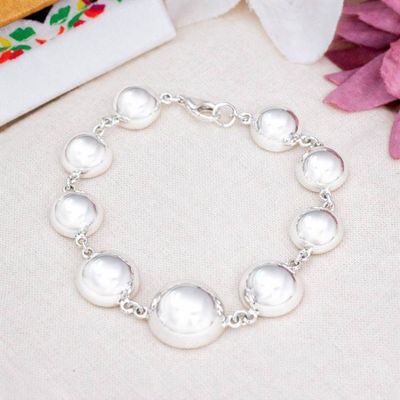 Alternate image for Modern Bauble-Themed Polished Taxco Silver Pendant Bracelet Shimmering Baubles