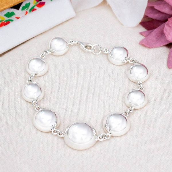 Alternate image for Modern Bauble-Themed Polished Taxco Silver Pendant Bracelet Shimmering Baubles