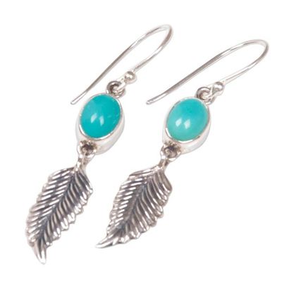 Alternate image for Leaf Motif Magnesite Dangle Earrings from Bali Leaves of Hope