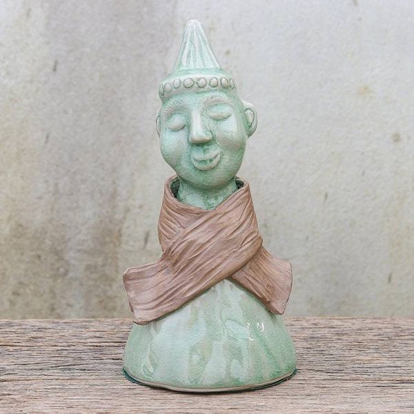 Alternate image for Hand Made Celadon Ceramic Hill Tribe Sculpture Hill Tribe Man
