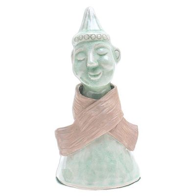 Alternate image for Hand Made Celadon Ceramic Hill Tribe Sculpture Hill Tribe Man