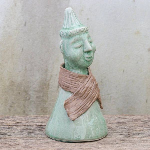 Alternate image for Hand Made Celadon Ceramic Hill Tribe Sculpture Hill Tribe Man