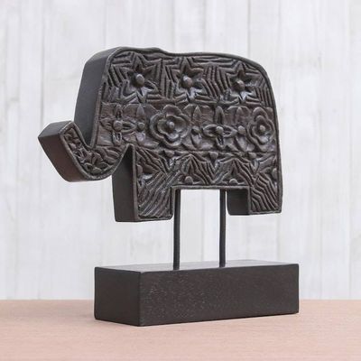 Alternate image for Wood sculpture Thai Elephant Pride
