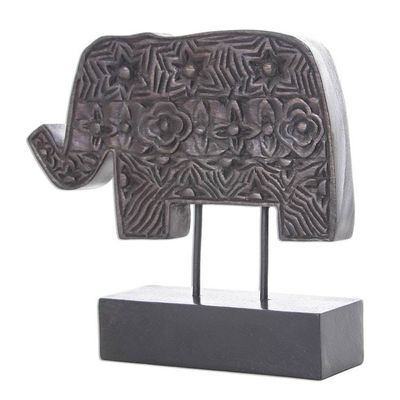Alternate image for Wood sculpture Thai Elephant Pride