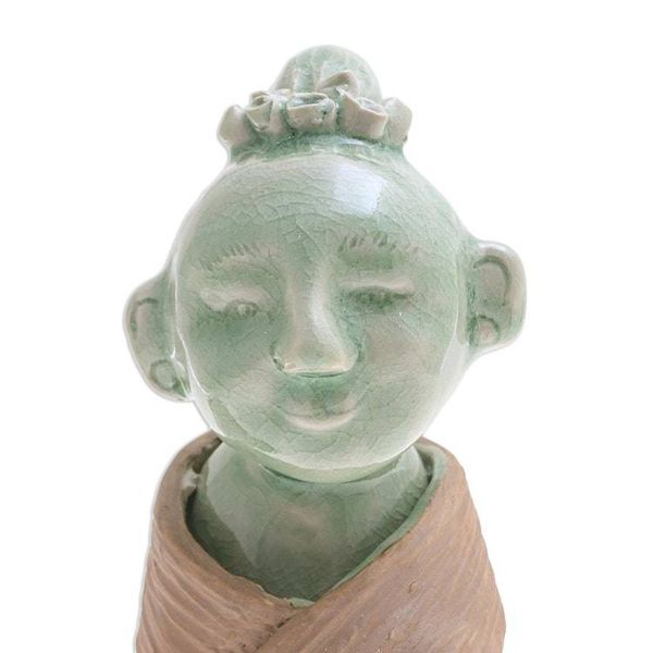 Alternate image for Hand Crafted Celadon Ceramic Hill Tribe Sculpture Hill Tribe Woman