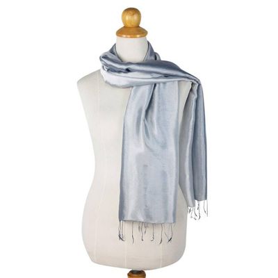 Alternate image for Fair Trade Silver Grey Rayon and Silk Scarf Silver Shimmer
