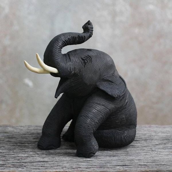 Alternate image for Thai Elephant Statuette, Carved by Hand of Teak Wood Elephant Smile of Welcome