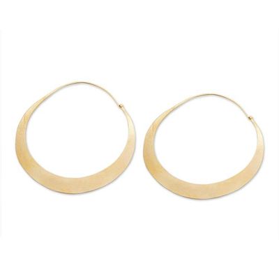 Alternate image for Modern Gold Plated Hoop Earrings Solar Halo