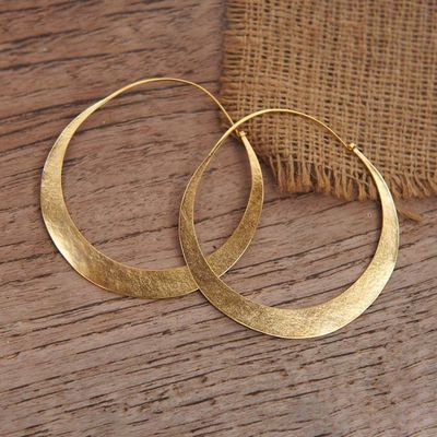 Alternate image for Modern Gold Plated Hoop Earrings Solar Halo
