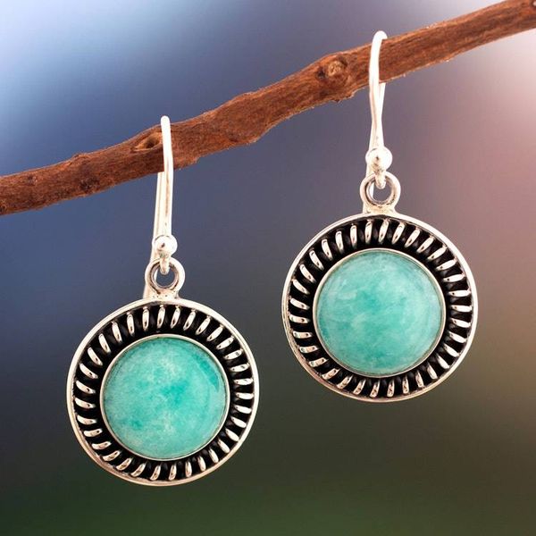 Alternate image for Hand Made Sterling Silver Dangle Amazonite Earrings Moon Over Lima
