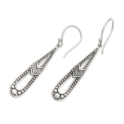 Alternate image for Polished Traditional Sterling Silver Dangle Earrings Art Deco