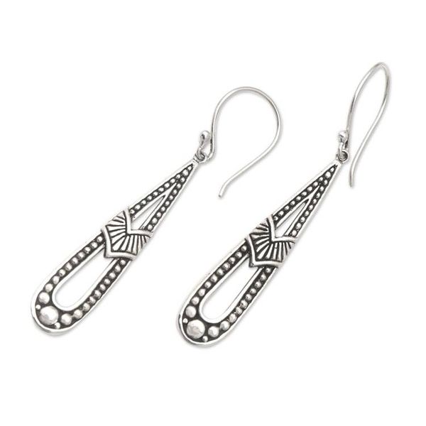 Alternate image for Polished Traditional Sterling Silver Dangle Earrings Art Deco