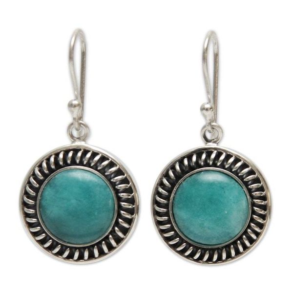 Alternate image for Hand Made Sterling Silver Dangle Amazonite Earrings Moon Over Lima