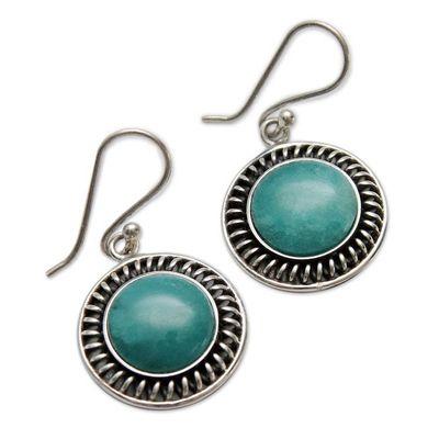 Alternate image for Hand Made Sterling Silver Dangle Amazonite Earrings Moon Over Lima