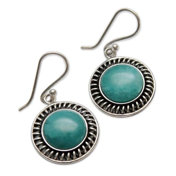 Alternate image for Hand Made Sterling Silver Dangle Amazonite Earrings Moon Over Lima