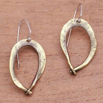 Primary image for Modern Antiqued Brass Dangle Earrings from Bali Antique Gateways