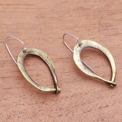 Alternate image for Modern Antiqued Brass Dangle Earrings from Bali Antique Gateways