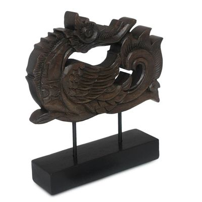Alternate image for Unique Rain Tree Wood Sculpture on Stand Magnificent Huang