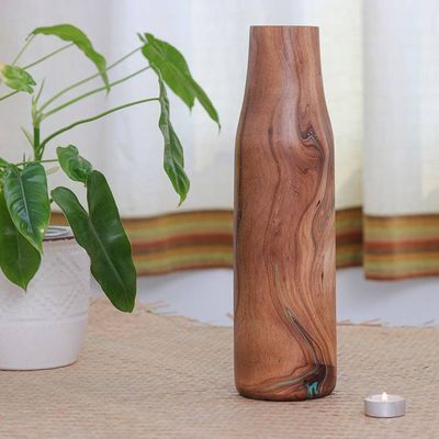 Alternate image for Multicolored Wood Decorative Vase Handcrafted in Thailand Latte Brown Too